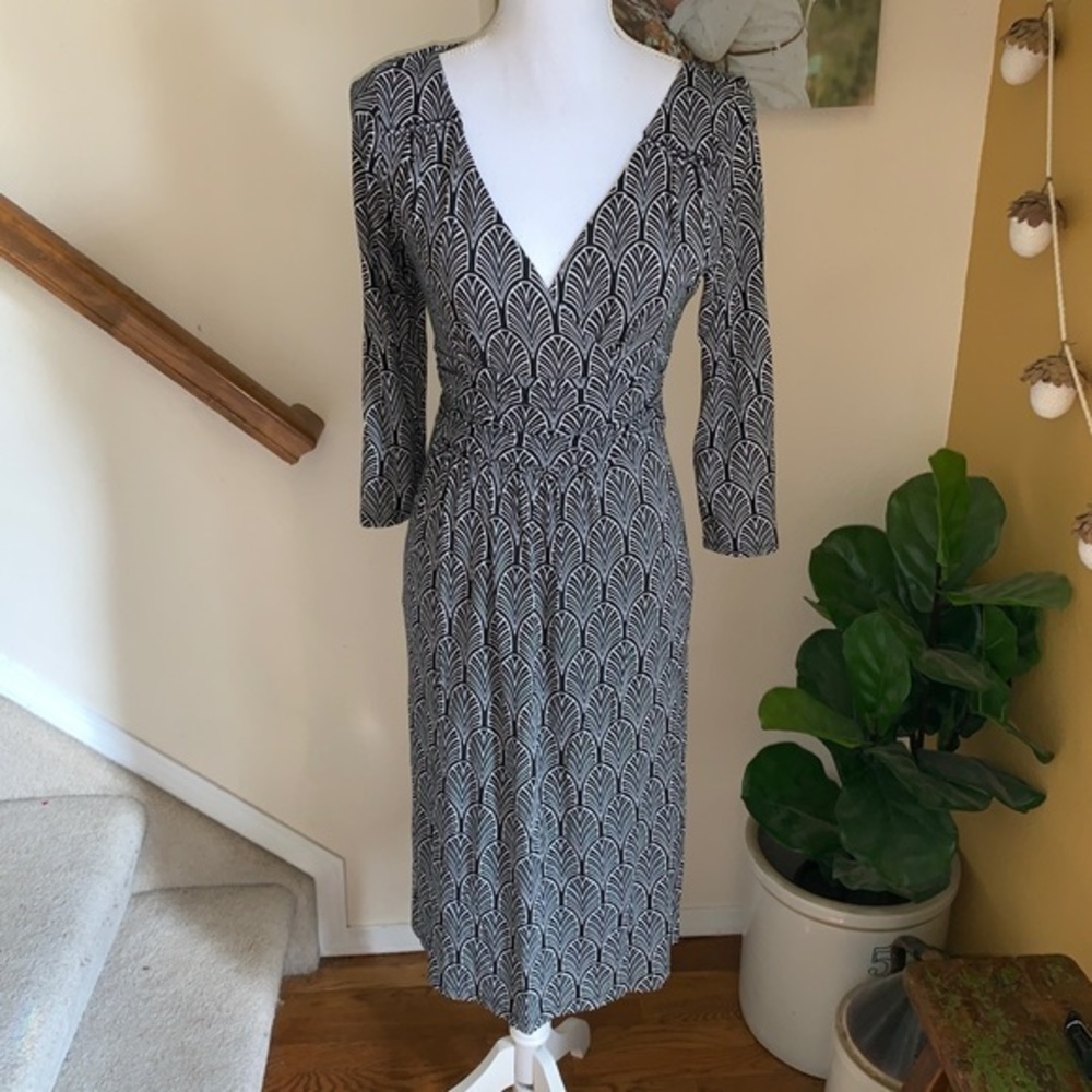 Anthropologie Maeve Galena Black white dress Medium